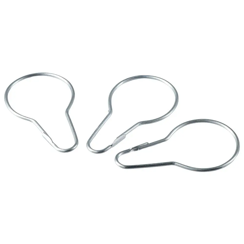 

50pcs Silver Shower Curtain Rings Hooks Antirusting 2.67*1.49 Inch Stainless Steel Household Clasps Gourd Buckle Kitchen