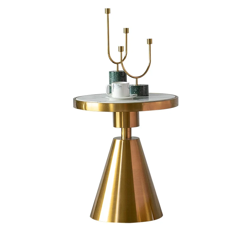 Louis Fashion Modern Simple Slate Coffee Table Round Stainless Steel