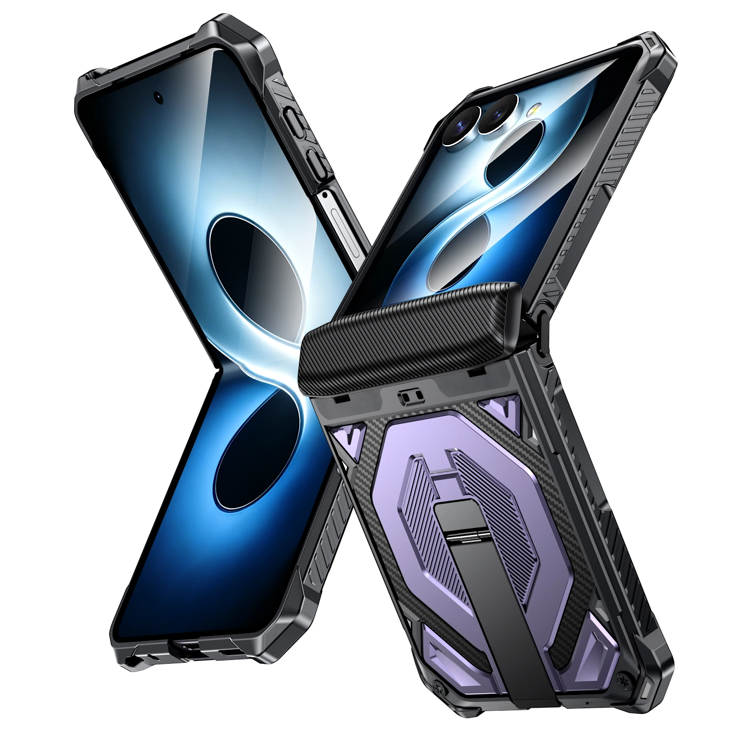 Rugged Shockproof Phone Case with Magnetic Stand and Hinge Protection