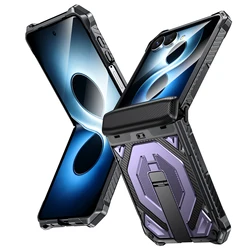 Rugged Shockproof Phone Case with Magnetic Stand and Hinge Protection - Samsung Z Flip 7 (Purple)