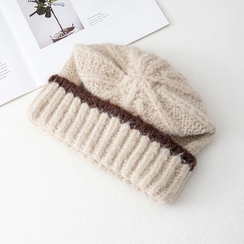 New Style Slouchy Winter Hats Beanie Cap Y2k Warm Cap For Women Casual Solid Color Decor Winter Outdoor Knitted Girl Hats