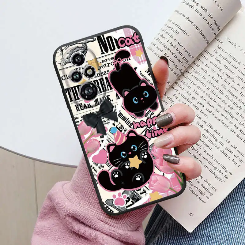 Cute Black Cat Cartoon Case - Soft Back Shell Cover