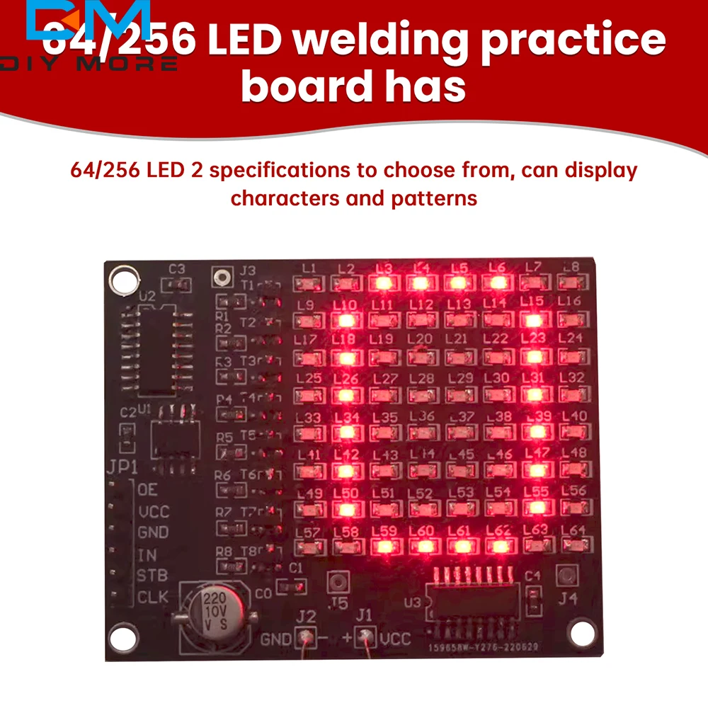 64/256LED Display Rosso LED SMD Dot Matrix Kit schermo pubblicitario 0-9 Display digitale Divertimento Kit elettronico fai da te Pratica di saldatura - Image 6