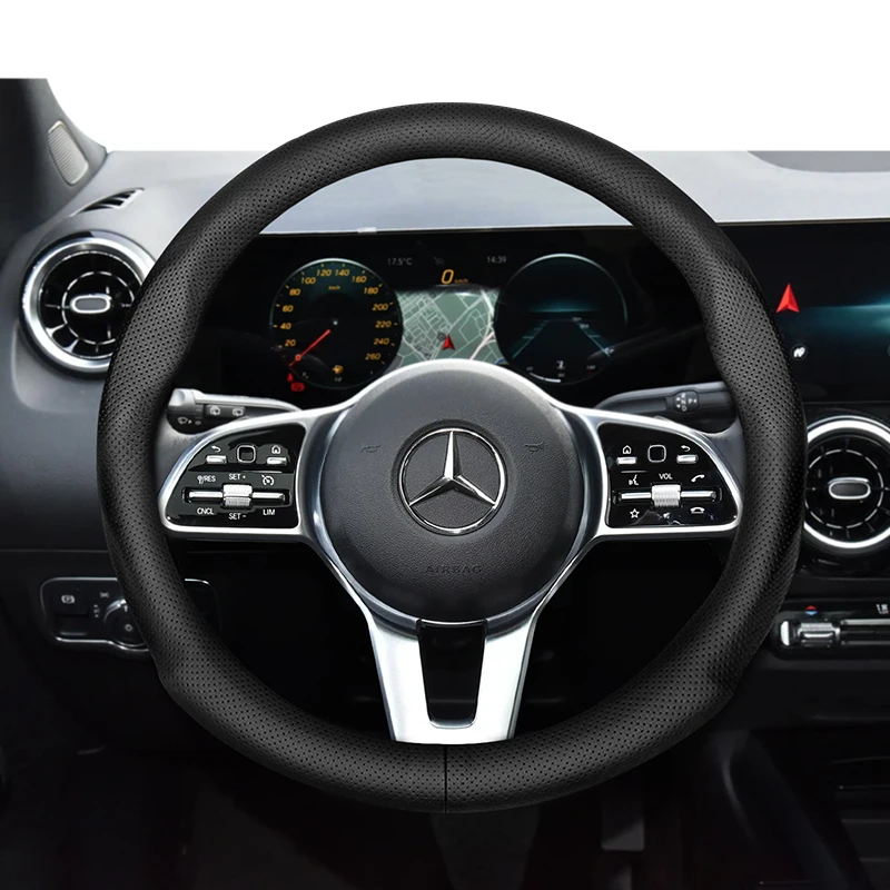 Für Mercedes-Benz Runde Lenkradabdeckung Ultradünnes Mikrofaserleder W204 Vito W203 W124 W210 Slk R171 W177 W639 W206