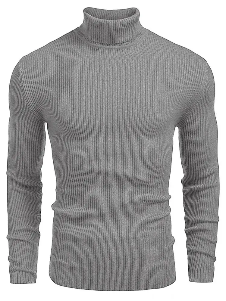 Men's Knitwear 2023 Autumn And Winter New Solid Color Slim-Fit High-Neck Neutral Casual Plus-Size Top
