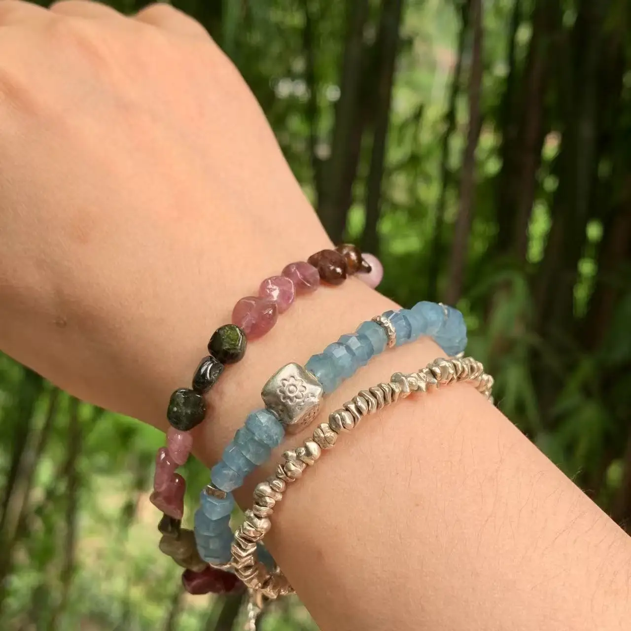 Natural Tourmaline Bracelet colorful Stone Bucket Jewelry Wholesale Design Handmade GEM Beads Healing Women MEN Jewelry Gifts