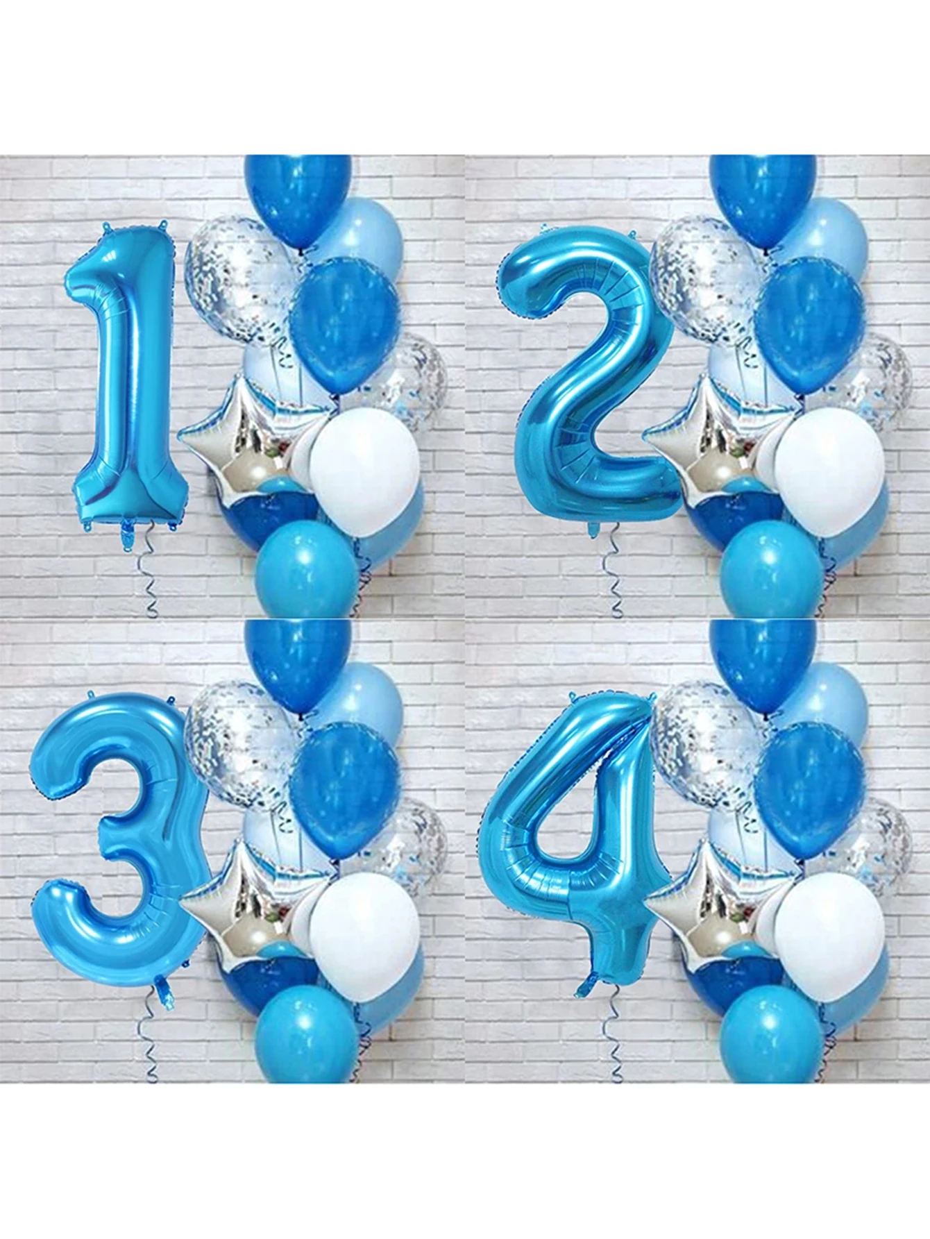 12 Teile/satz Blaue Rose Goldene Zahl Folie Latex Ballons Geburtstag Party Dekoration 0-9st Ein Jahr Geburtstag Dekoration ballon Geschenk – Detail 2