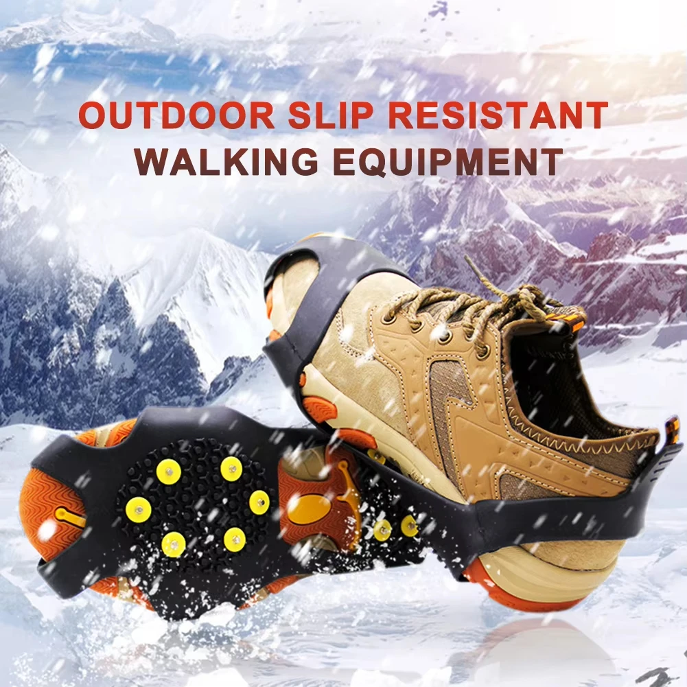 10Teeth Climbing Crampons Anti-Slip Mountaineering Cleats Outdoor Unisex Snow Claw Shoe Covers Walking Hiking Accessories Spikes