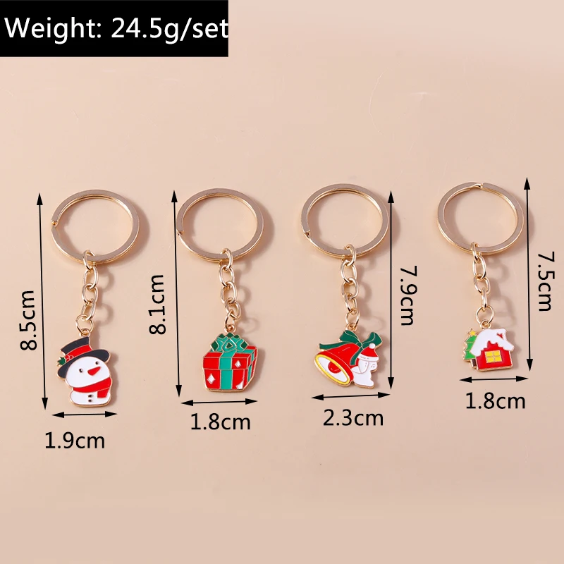 Niedliche Emaille Weihnachten Schlüssel bund Schneemann Santa Claus Schlüssel ring Anhänger für Schlüssel halter Frauen Mädchen Handtasche Charms DIY Schmuck Geschenk – Detail 7