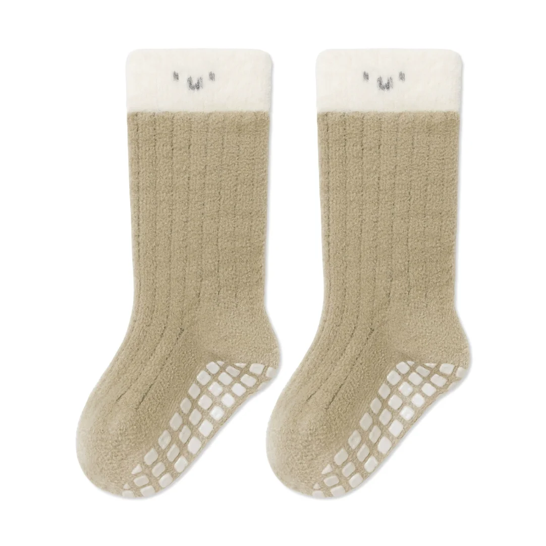 1–5 Jahre Kinder-Bodensocken, Herbst/Winter, mit Fleece gefüttert, dick, warm, Unisex, für Babys bis zur Mitte der Wade, rutschfeste Wandersocken für Kleinkinder – Detail 8