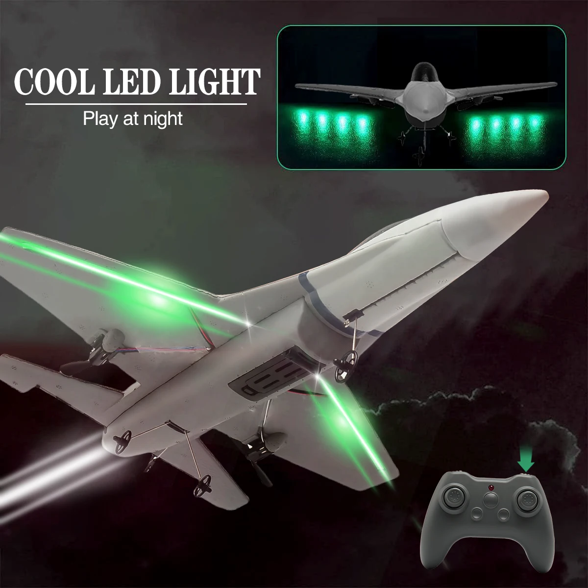 Enfant pilotant le F16 RC Planeur 2.4G 3CH avec Gyroscope 6 Axes, télécommande en main