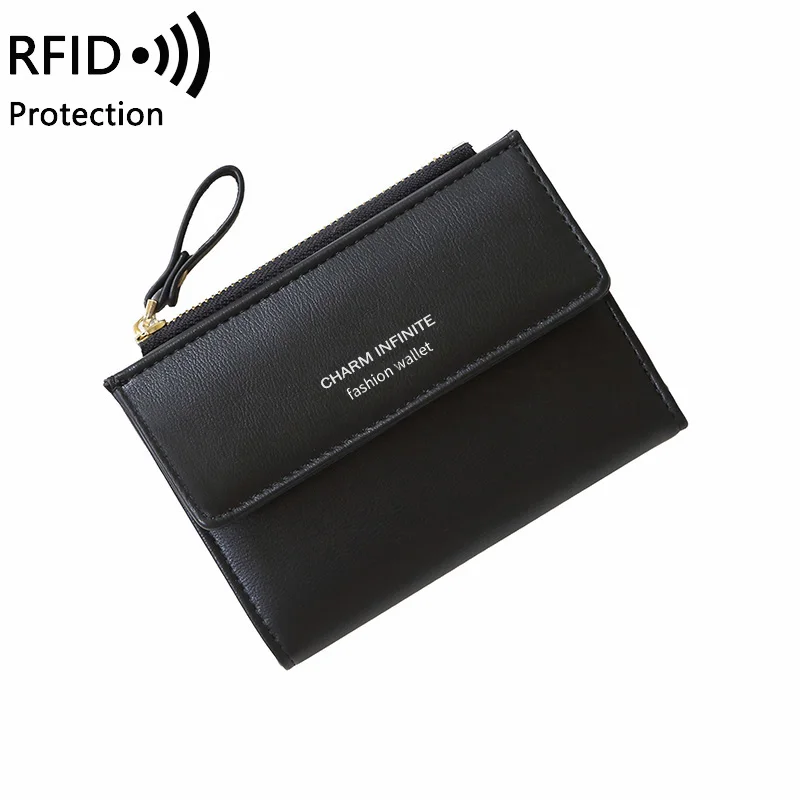 حقيبة بطاقات قصيرة مضادة للسرقة RFID للنساء، فرشاة...