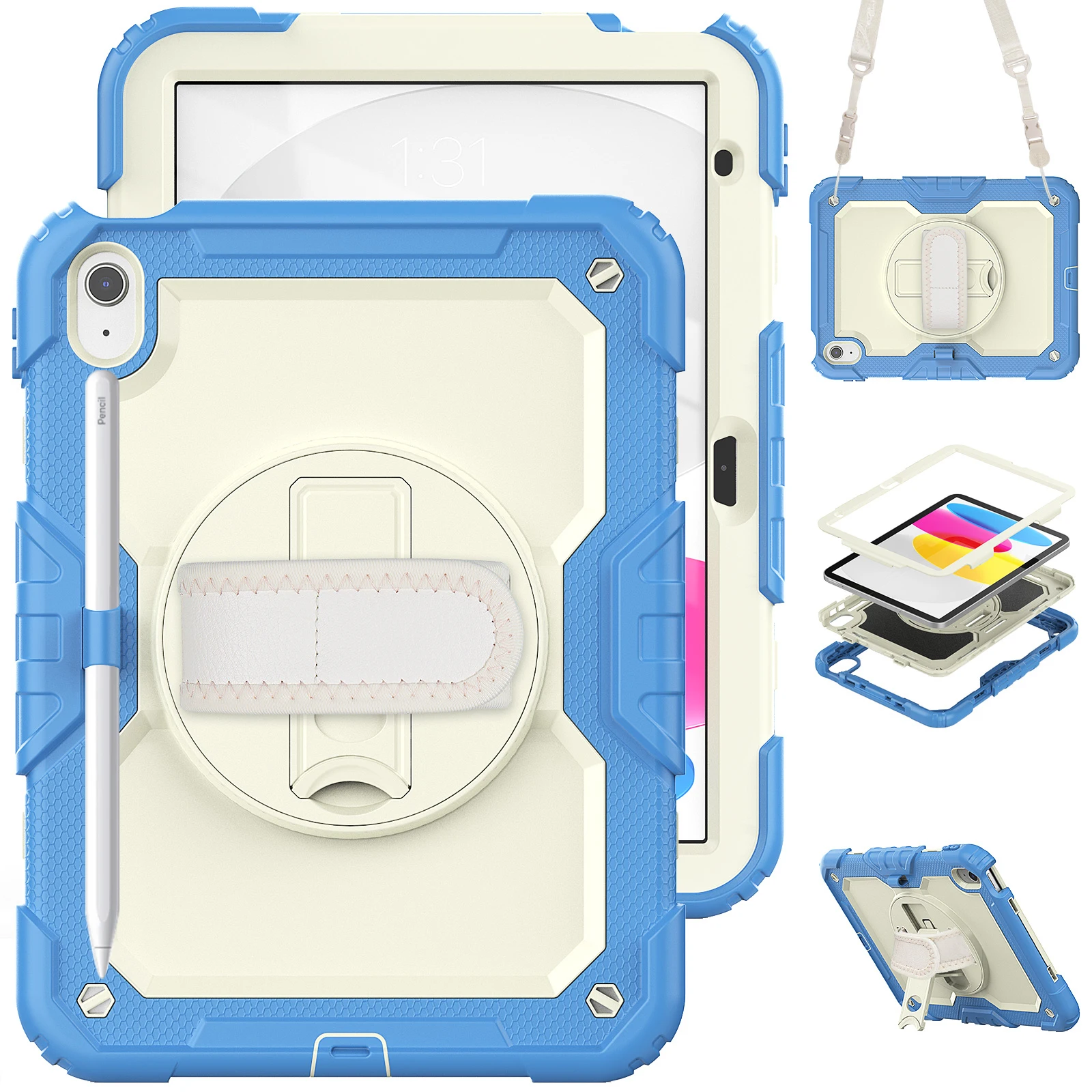 2022 M2 Per Ipad 10Th 9Th 8Th 7A Generazione Custodia Ipad Pro 11 Air 5 /4 Mini 6 5 4 Pro 10.5 Tracolla A Mano A Matita Heavy Duty