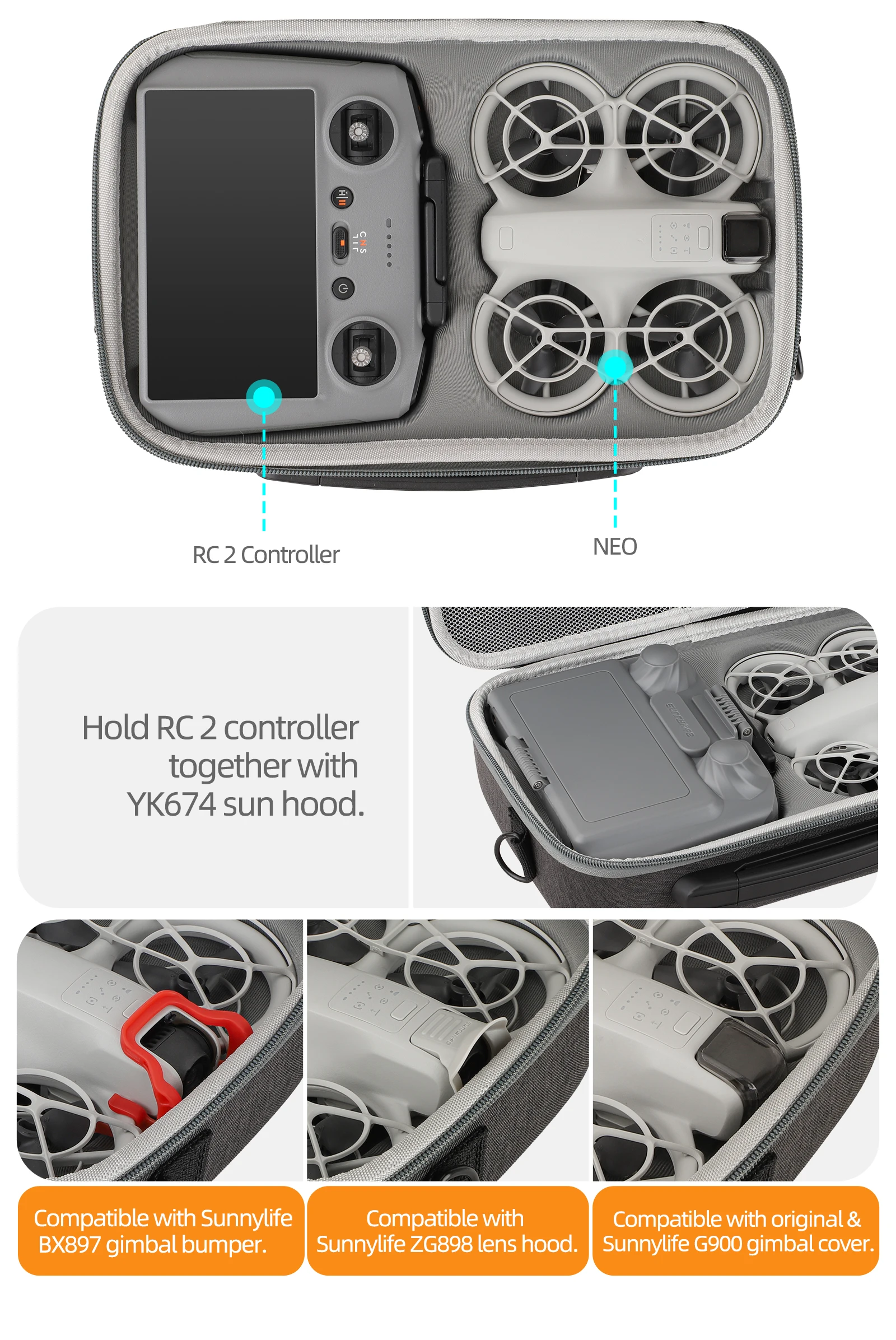 Drone Storage Case For DJI Neo Hard Shell Shockproof Portable Bag For DJI RC 2 Accessories