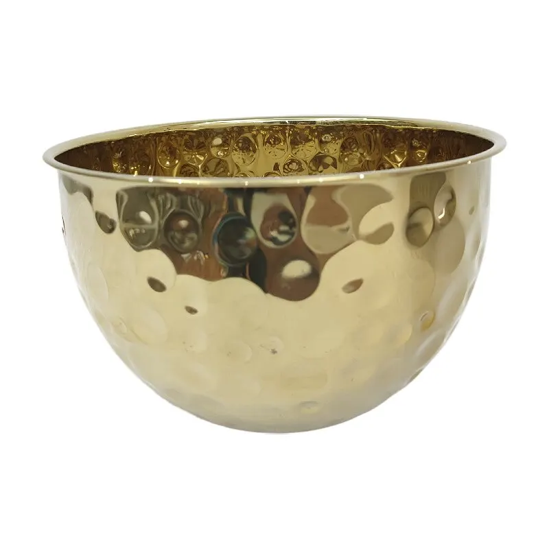 Gold Stainless Steel Hammer Point Fruit Bowl Salad Plate Egg Pot Thickened Baking Mixing Cooking Bowl Creative Decoration 1pcs