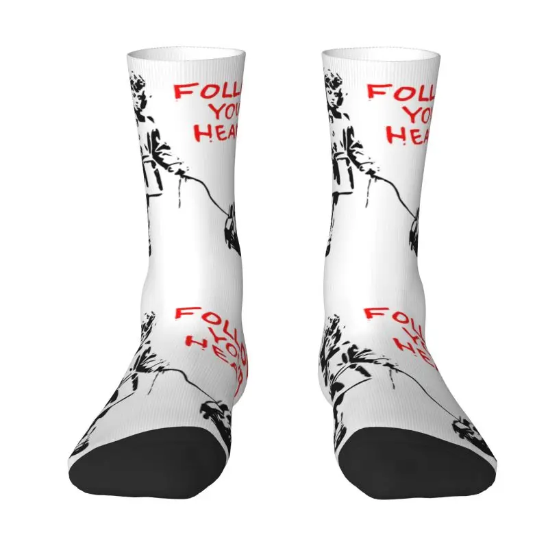 

Banksy Follow Your Heart Dress Socks Men Women Warm Funny Novelty Street Pop Art Crew Socks