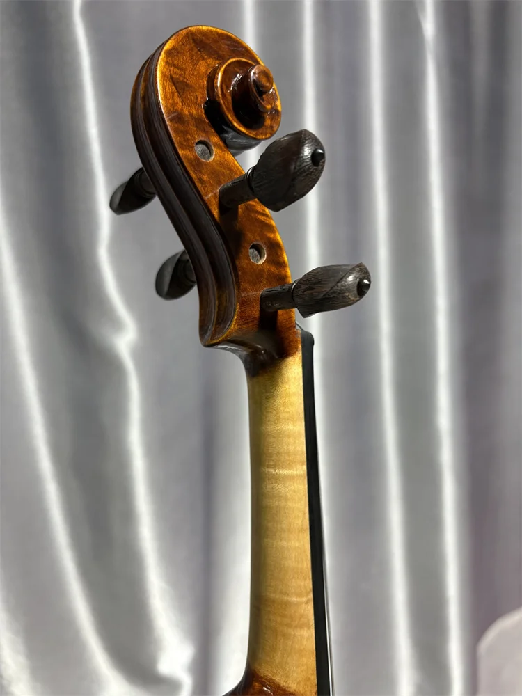 ACTUAL PHOTO Highly Flamed Solid 4/4 Violin Cкрипка 4/4 كمان 바이올린 Hand Made Musical Instrument w/ Case 250509-02