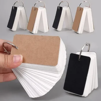100Sheets Kraft Paper Blank Flashcards with Binder Rings Spiral Notepads Mini Notebooks 1