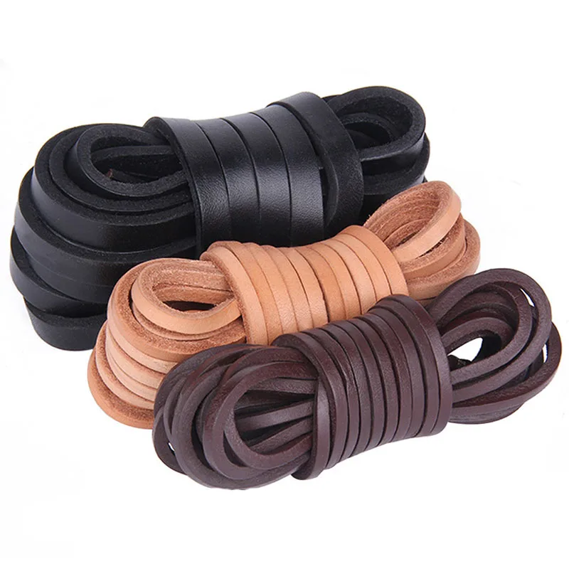 2 Meter Echtes Lederband 2/3/4/5/6/8/10/12/15/20mm Flache Lederriemen Schnur für Halsketten Armbänder DIY Schmuckherstellung