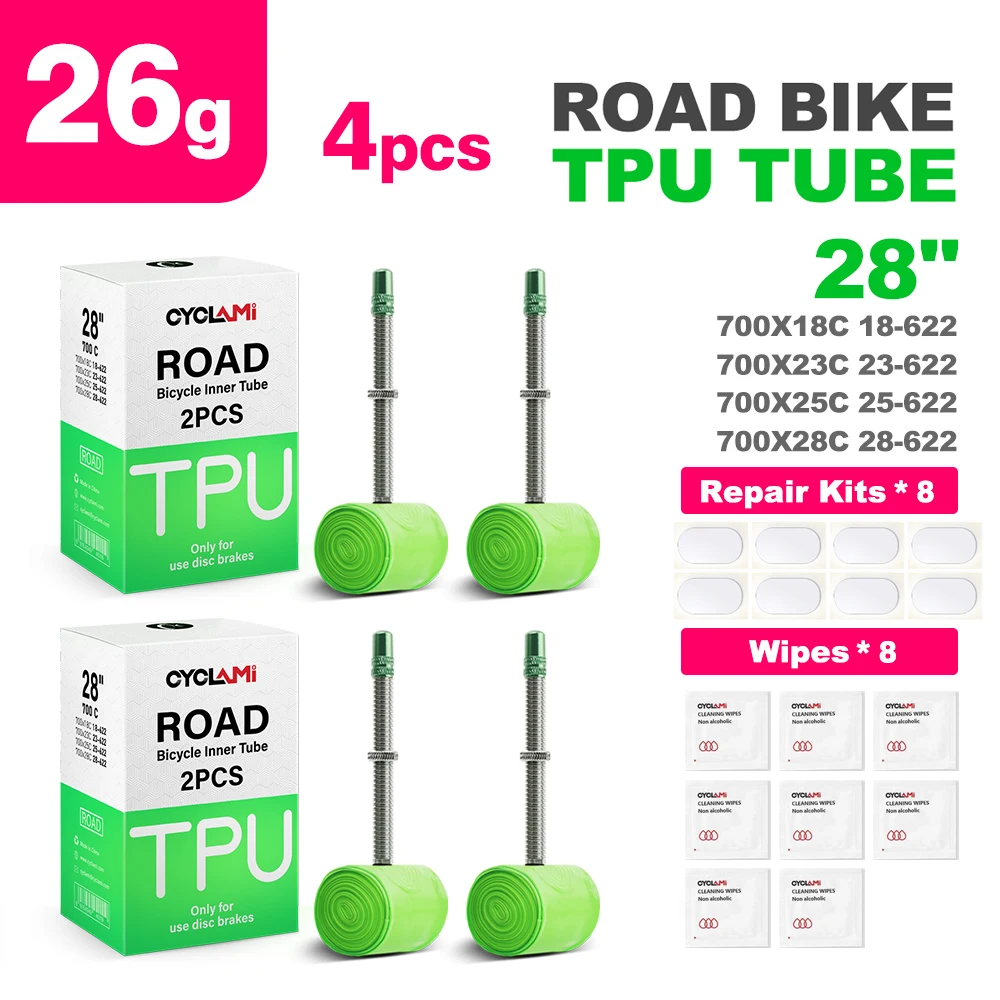 CYCLAMI Ultralight TPU Road Bike Inner Tube with French Valve - Super Light and Durable