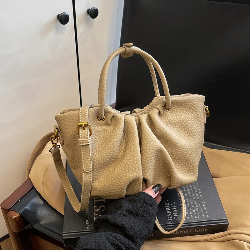 Bolso mujer Hohe Qualität Lichee Muster Pu Leder Schulter Umhängetasche Für Frauen Designer Eimer Handtasche Tote Pendler Tasche – Detail 5