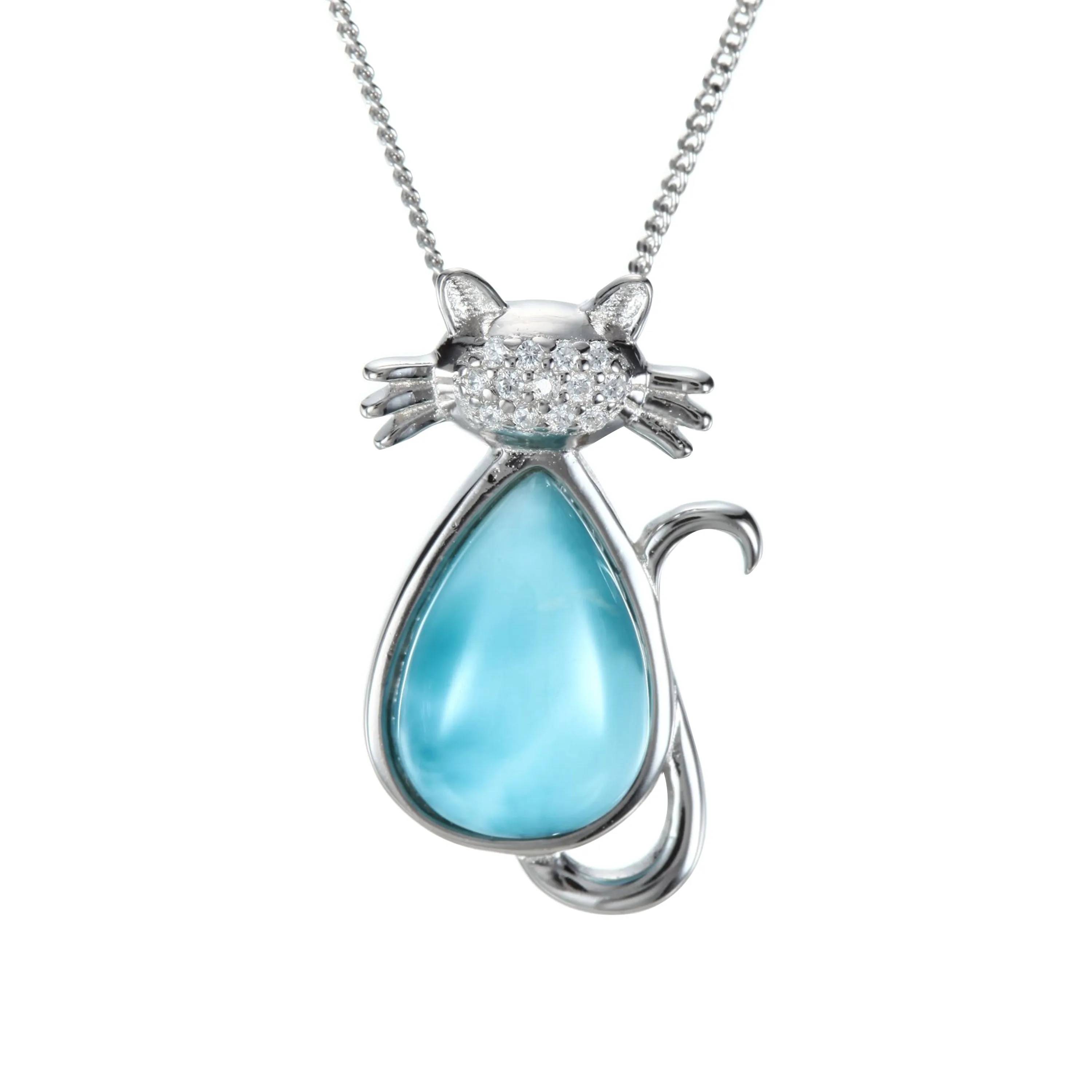 9x13mm Pearl Natural Larimar Pendant 925 Sterling Silver Women Teardrop Pendant Necklace Charm Fine Jewelry For Gift