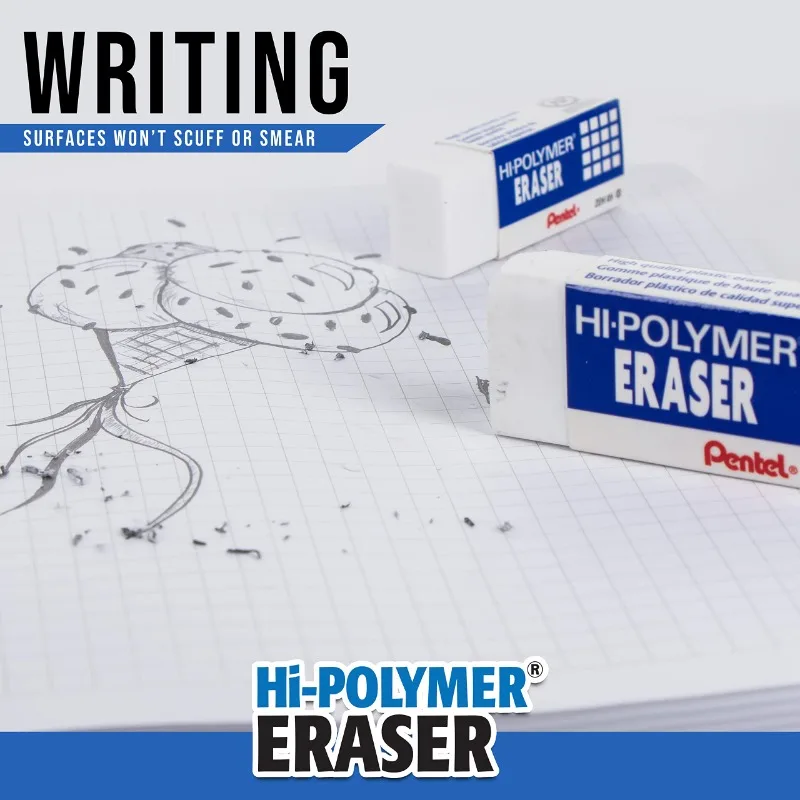 1Pc Pentel Hi-Polymer Block Eraser ZEH Latex-free Erasers For Getting Into Little Corners Or Erasing Large Areas pencil eraser retractable eraser kneadable eraser biscuit eraser plasticine eraser whiteboard eraser