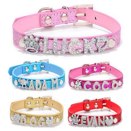 dog chain collar Custom Dog Cat Collar Personalized Letter Name Rhinestone Puppy Small Adjustable Collars Charms for Chihuahua Yorkshire Dog Collars classic