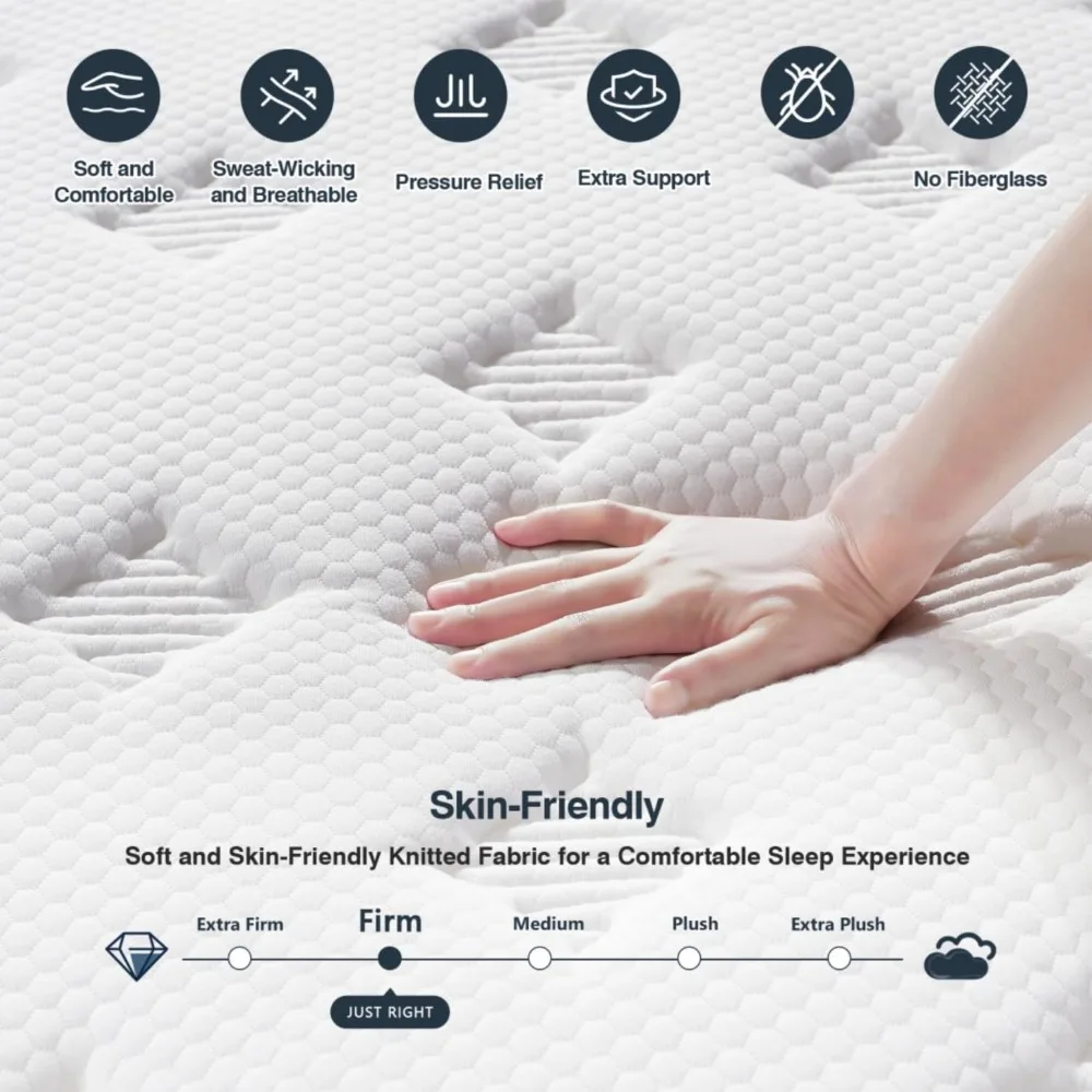 King Mattress  Strengthen Firm 12 Inch King Size Mattress in A Box  Hybrid Mattress King Size with High Density Memory Foam 3