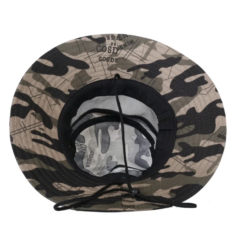Outdoor Camouflage Bucket Hat Women Men Summer Jungle Fishing Mesh Hat Hiking Beach Breathable Anti-UV Sun Protector Caps