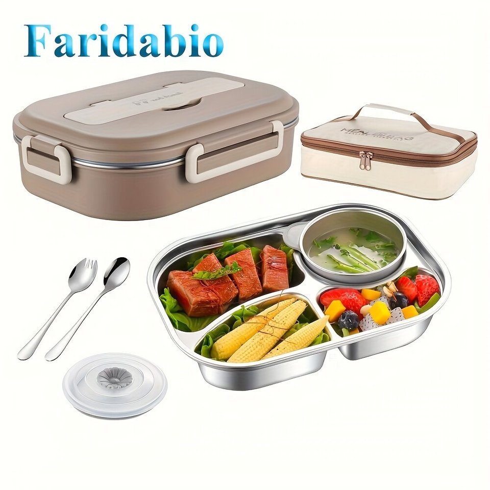 Fresh-Keeping Lunch Box, Food-Grade Stainless Steel Liner, Edible-Grade Pp Material Shell, Microwaveable, Water-Filled and Heate