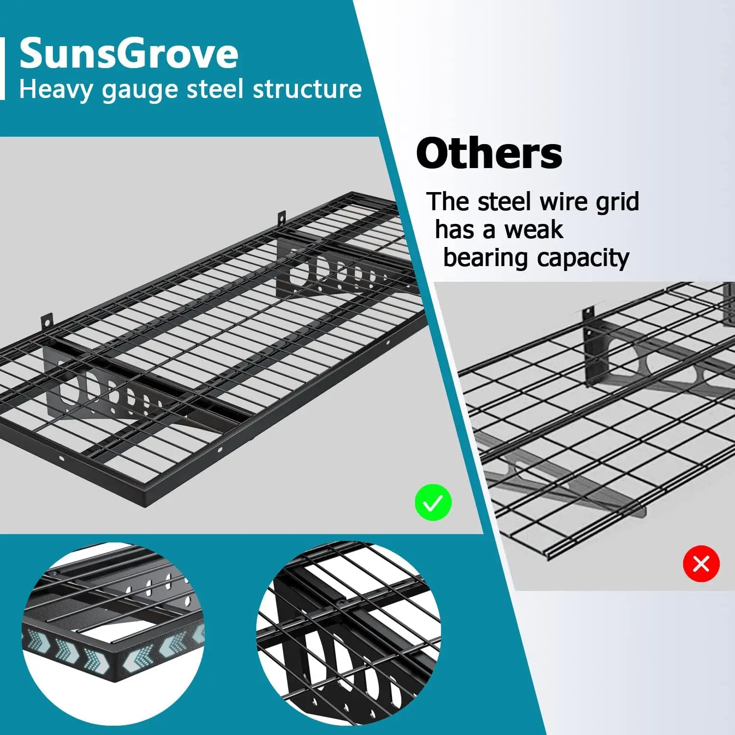 Storage Shelving Wall Mounted, 4 Pack 1.5x3.8ft, Loads 1000 lbs Heavy Duty Sturdy Shelves 6