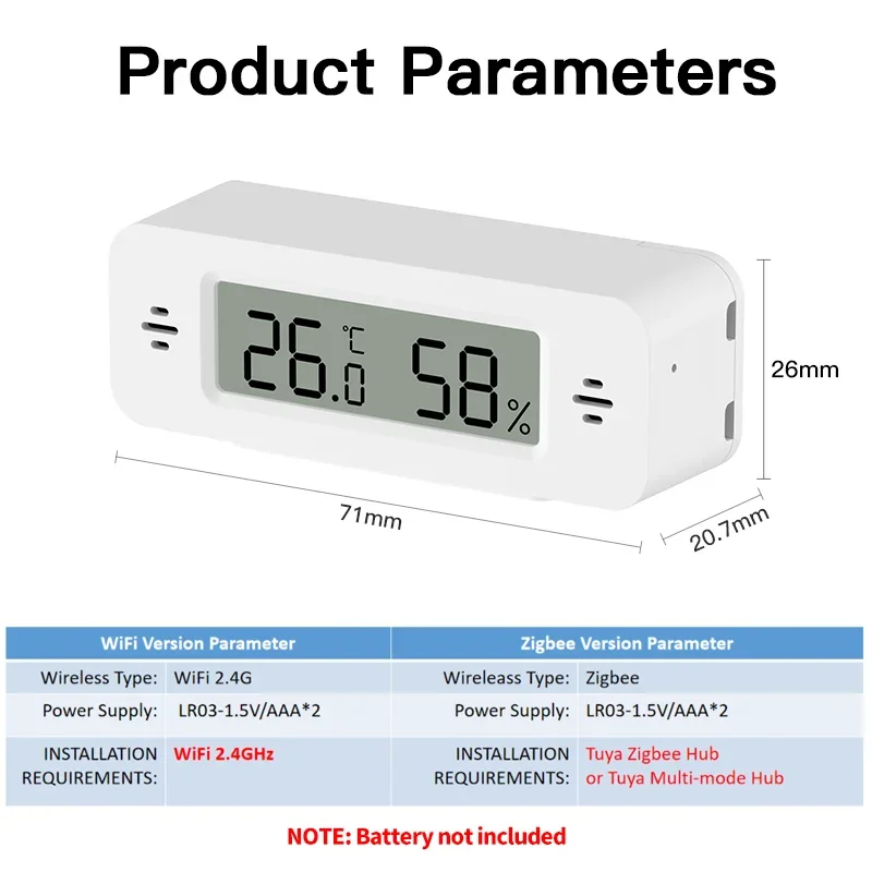 Temperature Humidity Sensor Thermometer Hygrometer Tuya WiFi Zigbee Mini For Smart Home APP Remote Work with Google Home Yandex Alexa