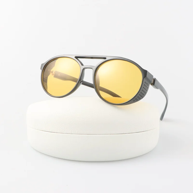 Vintage Runde Sonnenbrille Mann Steampunk Marke Designer Sonnenbrille Männlichen Mode Freien Fahren Shades Spiegel Oculos De Sol – Detail 1