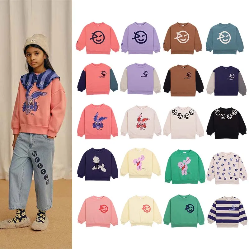 

Clothes for Kids 2023 AW Wyn Boys and Girls Fleece Sweater Pants Suit Pure Cotton T-shirt 1-12 Years Old Baby Bottoming Shirt