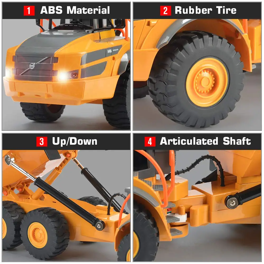 Khaki Plastic RC Construction Truck Toy for Kids