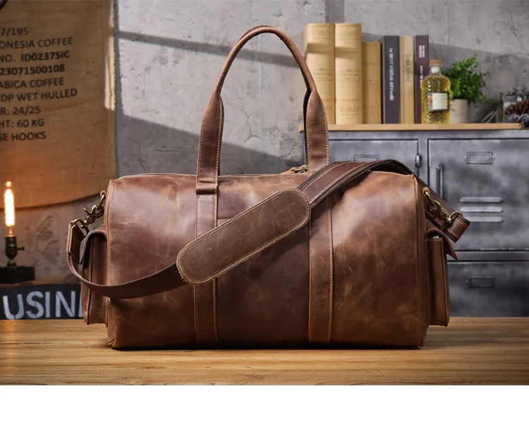 PNDME lässige Designer-Reisetasche aus echtem Leder für Herren, Vintage-Luxus-Handtasche aus Crazy-Horse-Rindsleder mit großem Fassungsvermögen – Detail 26
