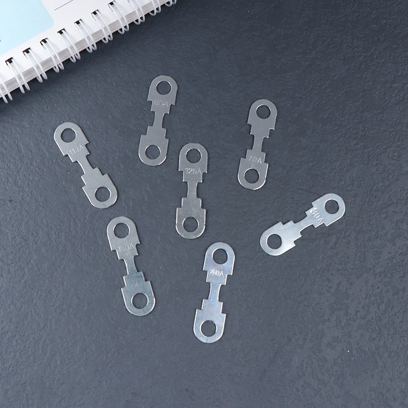 Automotive Car Flat Zinc Sheet Small Fuse Sheet 10Pcs 30A-150A 32VDC For Car Fuse Round Hole Insert Auto Parts