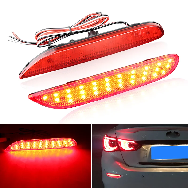 

1 Pair Smoked / Red Lens Red Car LED Rear Bumper Reflector Brake Tail, Fog Lights For Infiniti Q50 QX56 Nissan