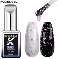 KODIES GEL New Glitter Top Coat Confetti Topper UV Gel Nail Polish Semi Permanent UV/LED Nail Gel Finish Mix Sequins Manicure 1