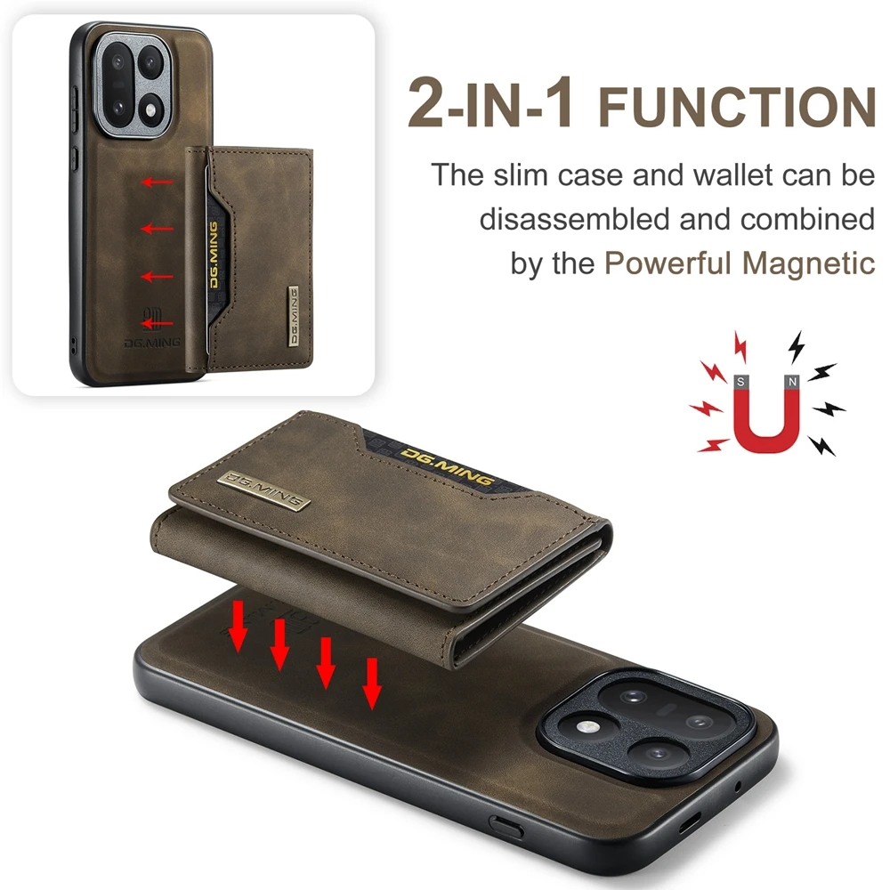 Leather 2-in-1 Wallet Case with Card Slots & Kickstand