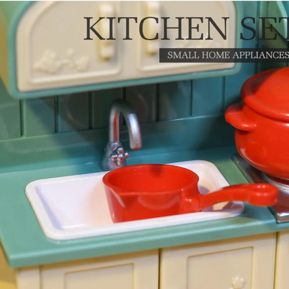 Forest Family Furniture Kitchken Miniature Scene Cabinet Decoration Toys Mini Family Doll House Indoor Model Small Pretend Play 6