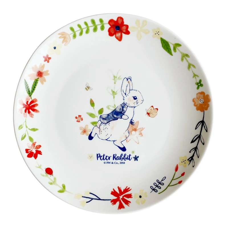 Rabbit and Flowers Dinner Plate for Dessert Cake, Cartoon Ceramic Decorative Plate, Kitchen Utensils, Crockery 5