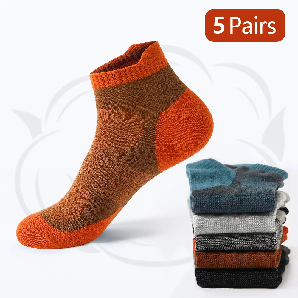 5 Pair High Quality Men Ankle Socks Breathable Cotton Sports Socks Mesh Casual Athletic Summer Thin Cut Short Sokken Size 38-45