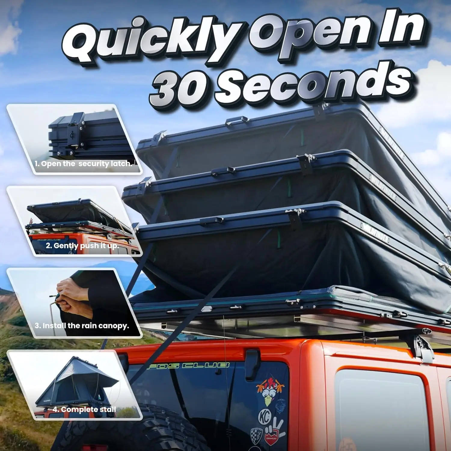 Rooftop Tent Hard Shell Roof Top Tent Hardshell Suitable for Jeep SUV Truck Van,Camping Car Roof for 2-3 Person