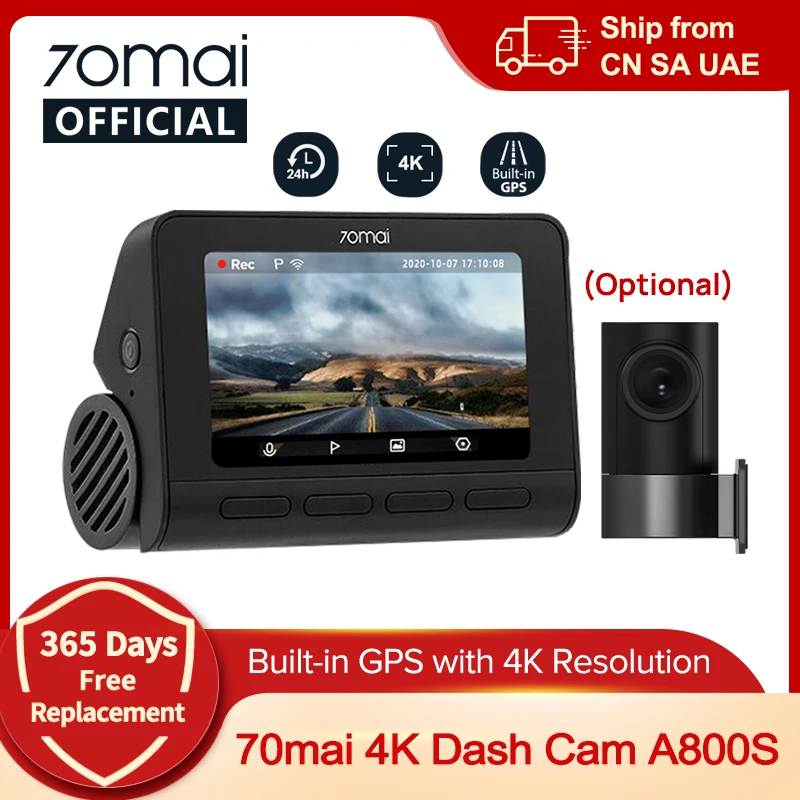 70mai 4K Dash Cam A800S Built-in GPS ADAS 140°FOV 70mai