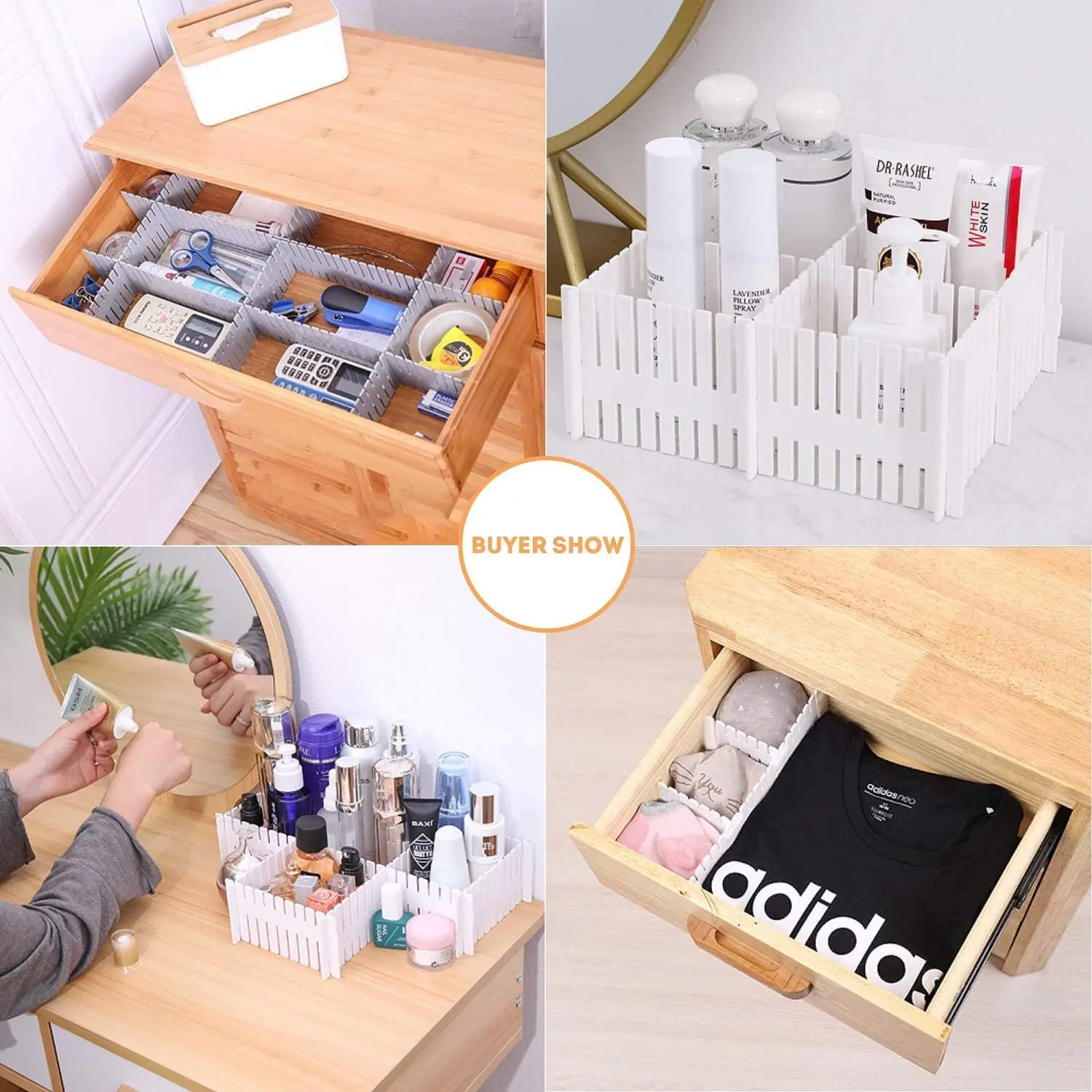 Bamboo Kitchen Drawer Dividers,Adjustable Drawer Organizers,Spring  Loaded,Works in Kitchen,Dresser,Bathroom,Bedroom,Drawer-1 PCS - AliExpress