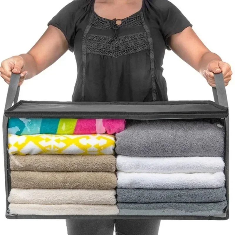 1pcs Non Woven Fabric Folding Clothes Storage Bag Clothes Collecting Case Toys Quilt Blanket Storage Organizer for Home 2