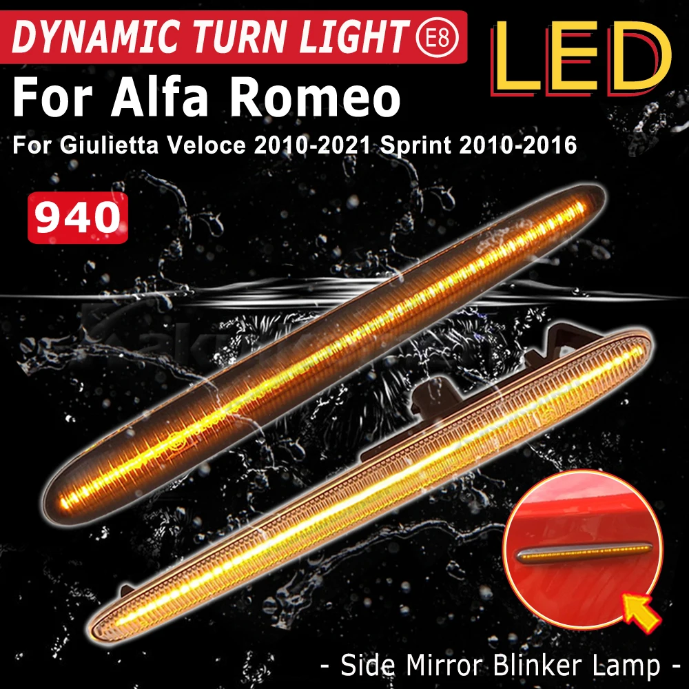 Indicatori Di Direzione Laterali A LED Ambra Per Alfa Romeo Giulietta Hatchback 2010-2020 – Lenti Trasparenti, Canbus, IP67, 30 LED SMD