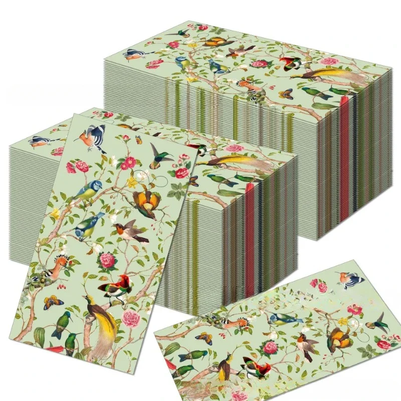33*40cm 2-Ply Vintage Flower Bush Birds Wedding Long Tissue Paper Party Disposable Paper Butterfly Bone Bart 20pcs/Pac